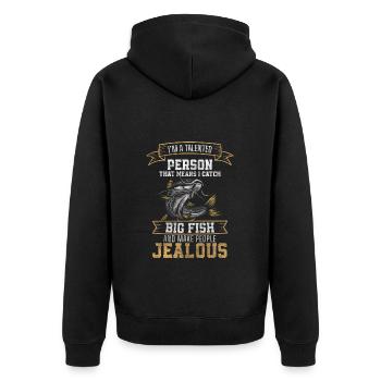 Pêcheur, Pêche, Loisirs, Eau - Veste à capuche bio Premium Unisexe - noir - Dos - Nico (187cm)