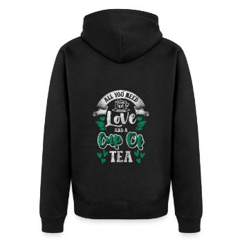 Tea drinker chamomile - Unisex Premium Organic Zip Hoodie - black - Back - Nico (187cm)