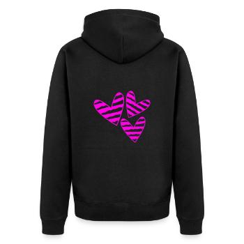 HERZ. HERZ. VALENTINSTAG. LIEBE. LIEBE. PAAR. - Unisex Premium Bio Zip Hoodie - Schwarz - Hinten - Nico (187cm)