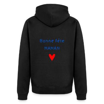 OMA. MUTTERTAG. ALLES GUTE ZUM OMA-TAG. ICH LIEBE DICH - Unisex Premium Bio Zip Hoodie - Schwarz - Hinten - Nico (187cm)