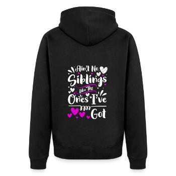 Geschwisterliebe Kinder Liebe Zusammenhalt - Unisex Premium Bio Zip Hoodie - Schwarz - Hinten - Nico (187cm)