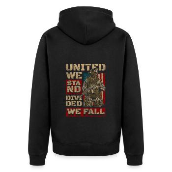 Vereinigte Staaten Patriot Nation Amerikanisch - Unisex Premium Bio Zip Hoodie - Schwarz - Hinten - Nico (187cm)