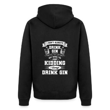 genuss drink wochenende - Unisex Premium Bio Zip Hoodie - Schwarz - Hinten - Nico (187cm)