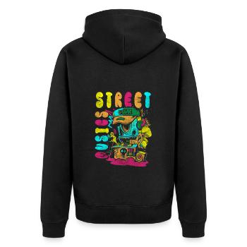 Graffiti Urban Sketch Art Design - Unisex Premium Bio Zip Hoodie - Schwarz - Hinten - Nico (187cm)