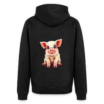 Schwein Weihnachten Weihnachtspullover lustig süß - Unisex Premium Bio Zip Hoodie - Schwarz - Hinten - Nico (187cm)