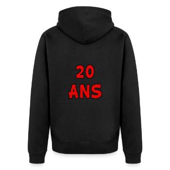 20 ANS. 20e ANNIVERSAIRE. ANNIVERSAIRE 20 ANS. 20 - Veste à capuche bio Premium Unisexe - noir - Dos - Nico (187cm)