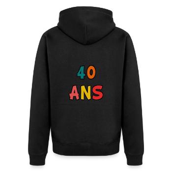 40 ANS. 40e ANNIVERSAIRE. ANNIVERSAIRE 40 ANS. 40 - Veste à capuche bio Premium Unisexe - noir - Dos - Nico (187cm)