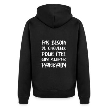 Pas besoin de cheveux pour être un super parrain - Veste à capuche bio Premium Unisexe - noir - Dos - Nico (187cm)