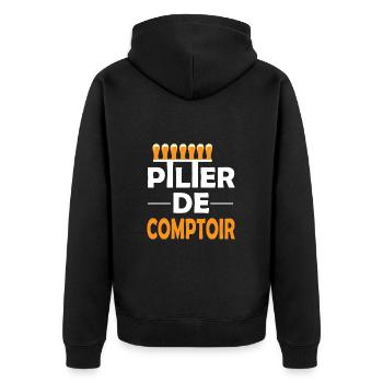 Pilier de comptoir t-shirt bière homme humour - Veste à capuche bio Premium Unisexe - noir - Dos - Nico (187cm)