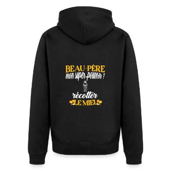 Beau-père t-shirt apiculteur abeille miel métier - Veste à capuche bio Premium Unisexe - noir - Dos - Nico (187cm)