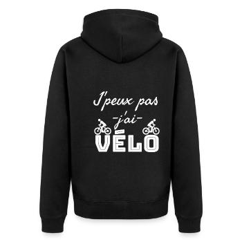 J'peux pas j'ai vélo. Humour pour cycliste. - Veste à capuche bio Premium Unisexe - noir - Dos - Nico (187cm)