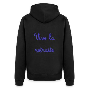 RETRAITE. BONNE RETRAITE. JOYEUSE RETRAITE - Veste à capuche bio Premium Unisexe - noir - Dos - Nico (187cm)