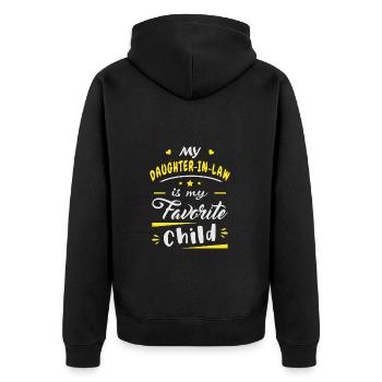 Meine Schwiegertochter ist mein Lieblingskind - Unisex Premium Bio Zip Hoodie - Schwarz - Hinten - Nico (187cm)