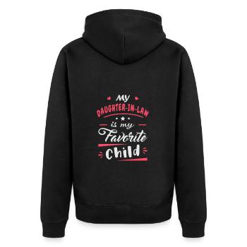 Meine Schwiegertochter ist mein Lieblingskind - Unisex Premium Bio Zip Hoodie - Schwarz - Hinten - Nico (187cm)