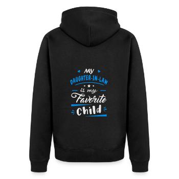 Meine Schwiegertochter ist mein Lieblingskind - Unisex Premium Bio Zip Hoodie - Schwarz - Hinten - Nico (187cm)