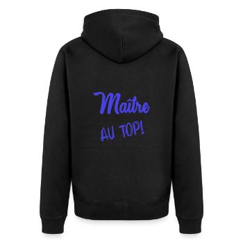 MEISTER. MEISTER. HUMOR - Unisex Premium Bio Zip Hoodie - Schwarz - Hinten - Nico (187cm)