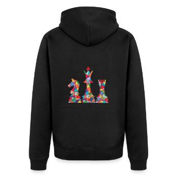 Schachspieler Schachfiguren Jungen Mädchen Schach - Unisex Premium Bio Zip Hoodie - Schwarz - Hinten - Nico (187cm)