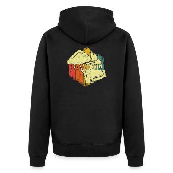 Ravioli Nudeln - Unisex Premium Bio Zip Hoodie - Schwarz - Hinten - Nico (187cm)