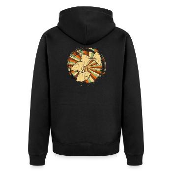 Welt Nudel Tag - Unisex Premium Bio Zip Hoodie - Schwarz - Hinten - Nico (187cm)