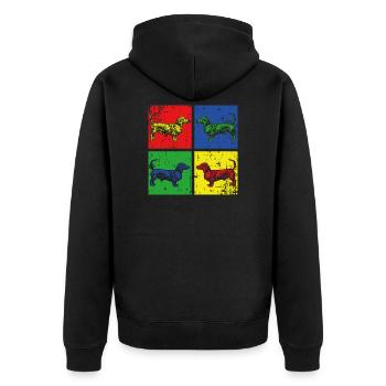 Hunde Dackel - Unisex Premium Bio Zip Hoodie - Schwarz - Hinten - Nico (187cm)