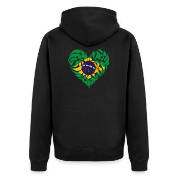 Brasilien - Unisex Premium Bio Zip Hoodie - Schwarz - Hinten - Nico (187cm)