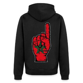 Drapeau marocain numéro 1 utilisé - Veste à capuche bio Premium Unisexe - noir - Dos - Nico (187cm)