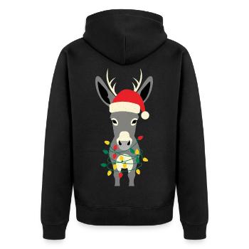 Esel Elfe Weihnachten Lustiges Geschenk - Unisex Premium Bio Zip Hoodie - Schwarz - Hinten - Nico (187cm)