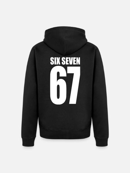 67 - Six Seven SixSeven Meme Virale - Felpa con cappuccio ecologica premium unisex - nero