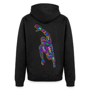 Schwimmen Schwimm bunt Herren Schwimmer Jungen - Unisex Premium Bio Zip Hoodie - Schwarz - Hinten - Nico (187cm)