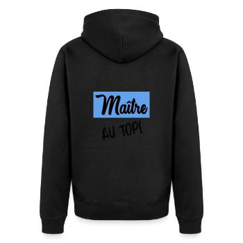 MEISTER. VIELEN DANK. - Unisex Premium Bio Zip Hoodie - Schwarz - Hinten - Nico (187cm)