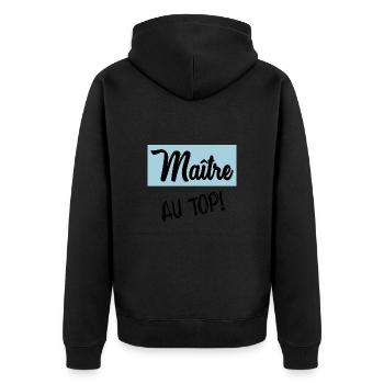 MASTER. THANK YOU. THANK YOU, MASTER. MASTER. MASTER GIFT - Unisex Premium Organic Zip Hoodie - black - Back - Nico (187cm)