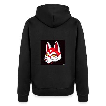 Kitsun Vaporwave Japanese Kami Vaporwave Kitsune - Unisex Premium Organic Zip Hoodie - black - Back - Nico (187cm)