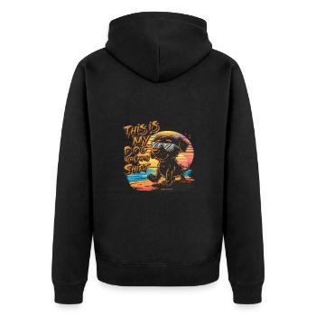 This Is My Dog Walking Motiv für einen - Unisex Premium Bio Zip Hoodie - Schwarz - Hinten - Nico (187cm)