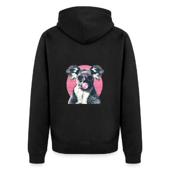 Koala mit Sonnenbrille Bubblegum für einen - Unisex Premium Bio Zip Hoodie - Schwarz - Hinten - Nico (187cm)