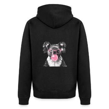 Koala mit Sonnenbrille Bubblegum für einen - Unisex Premium Bio Zip Hoodie - Schwarz - Hinten - Nico (187cm)