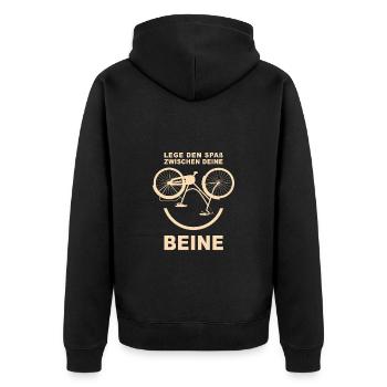 Spaß zwischen den Beinen Radfahrer - Unisex Premium Bio Zip Hoodie - Schwarz - Hinten - Nico (187cm)