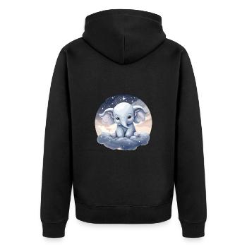Niedlicher Elefant Schläft Schlafen - Unisex Premium Bio Zip Hoodie - Schwarz - Hinten - Nico (187cm)