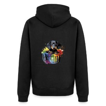 Dackel Hund für einen Hundebesitzer Dackel - Unisex Premium Bio Zip Hoodie - Schwarz - Hinten - Nico (187cm)