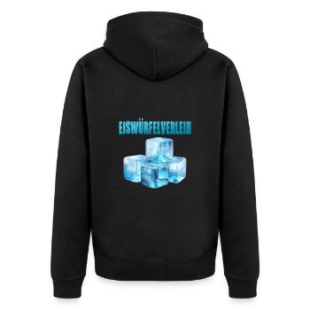Eiwürfel Verleih für Leute mit Humor - Unisex Premium Bio Zip Hoodie - Schwarz - Hinten - Nico (187cm)