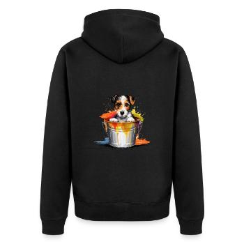 Foxterrier Hund Hunderasse - Unisex Premium Bio Zip Hoodie - Schwarz - Hinten - Nico (187cm)