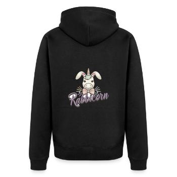 Niedliches Rabbicorn Einhorn Ostern für Kinder - Unisex Premium Bio Zip Hoodie - Schwarz - Hinten - Nico (187cm)