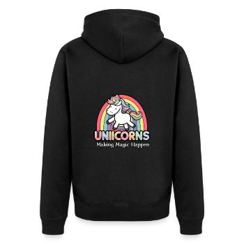 Kinder Einhorn Regenbogen Magisches Einhorn für - Unisex Premium Bio Zip Hoodie - Schwarz - Hinten - Nico (187cm)