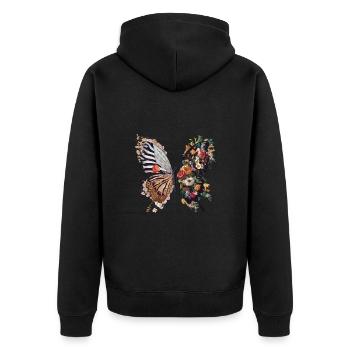 Bunte Blumen Schmetterling Naturliebhaber - Unisex Premium Bio Zip Hoodie - Schwarz - Hinten - Nico (187cm)