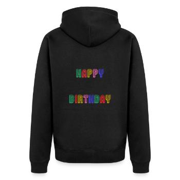 ALLES GUTE ZUM GEBURTSTAG. JAHRESTAG. - Unisex Premium Bio Zip Hoodie - Schwarz - Hinten - Nico (187cm)