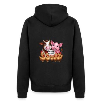 Not Food Animals Kein Fleisch - Unisex Premium Bio Zip Hoodie - Schwarz - Hinten - Nico (187cm)