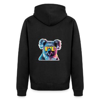 Streetart Funky Koala Urban Rap Street - Unisex Premium Bio Zip Hoodie - Schwarz - Hinten - Nico (187cm)