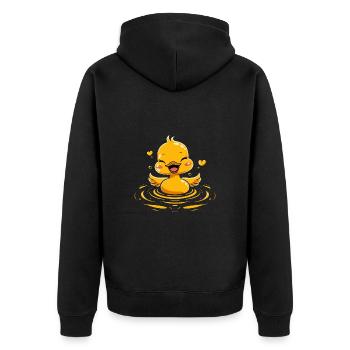 Niedliche Ente Baden Plantschen für Kinder - Unisex Premium Bio Zip Hoodie - Schwarz - Hinten - Nico (187cm)