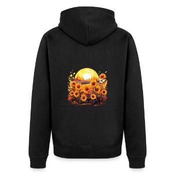Sonnenblume Floral Blühen Sommer Natur für einen - Unisex Premium Bio Zip Hoodie - Schwarz - Hinten - Nico (187cm)