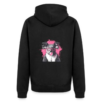 Koala mit Sonnenbrille Bubblegum für einen - Unisex Premium Bio Zip Hoodie - Schwarz - Hinten - Nico (187cm)