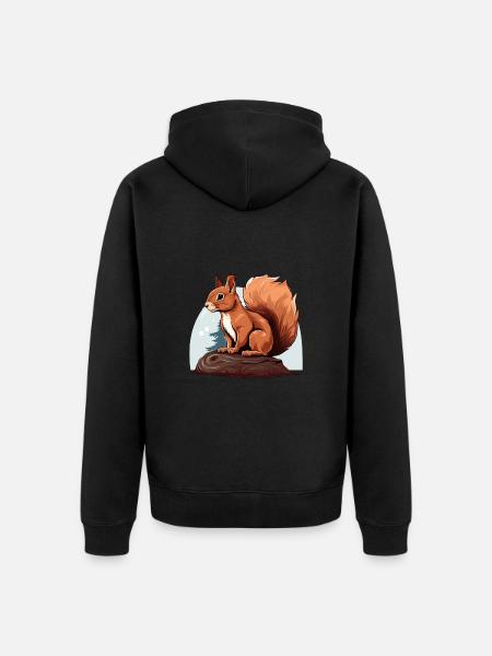 Herbst Eichhörnchen Wald Szene - Unisex Premium Bio Zip Hoodie - Schwarz